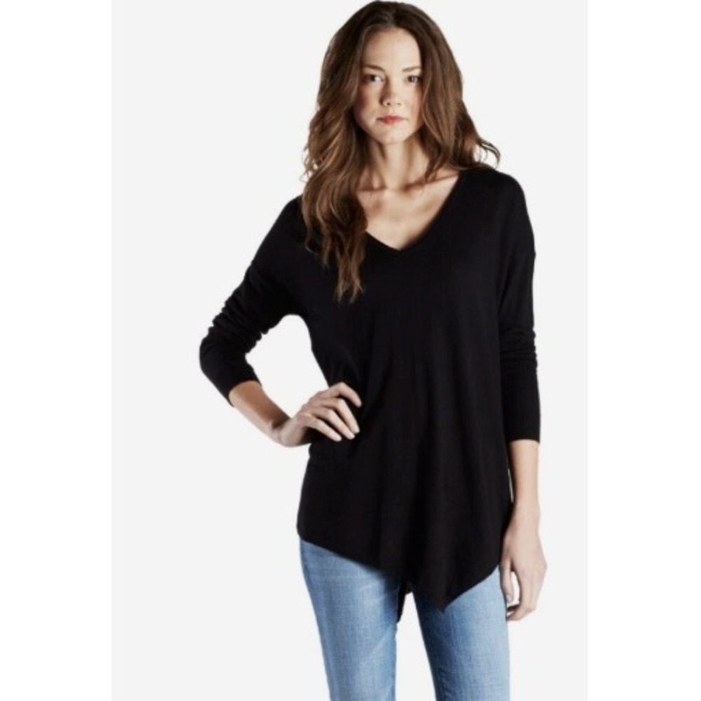 Joie Wool Silk Cashmere Blend Asymmetric Hem Sweater Womens Black Size Small EUC